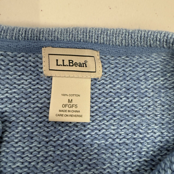 L.L. Bean Cotton Cardigan Sweater Womens Size M Marled Blue Coastal Grandma - Picture 4 of 7